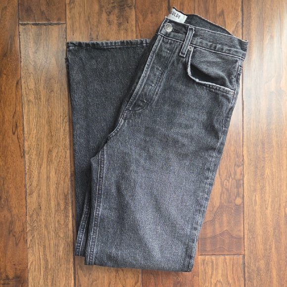 AGOLDE Fran High Waist Wide Leg Charcoal Jeans. Size 24